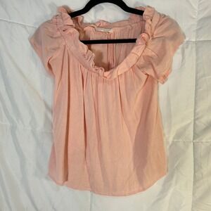 Lucky‎ Star Peasant Blouse Off The Shoulder Ruffle Pink Size S